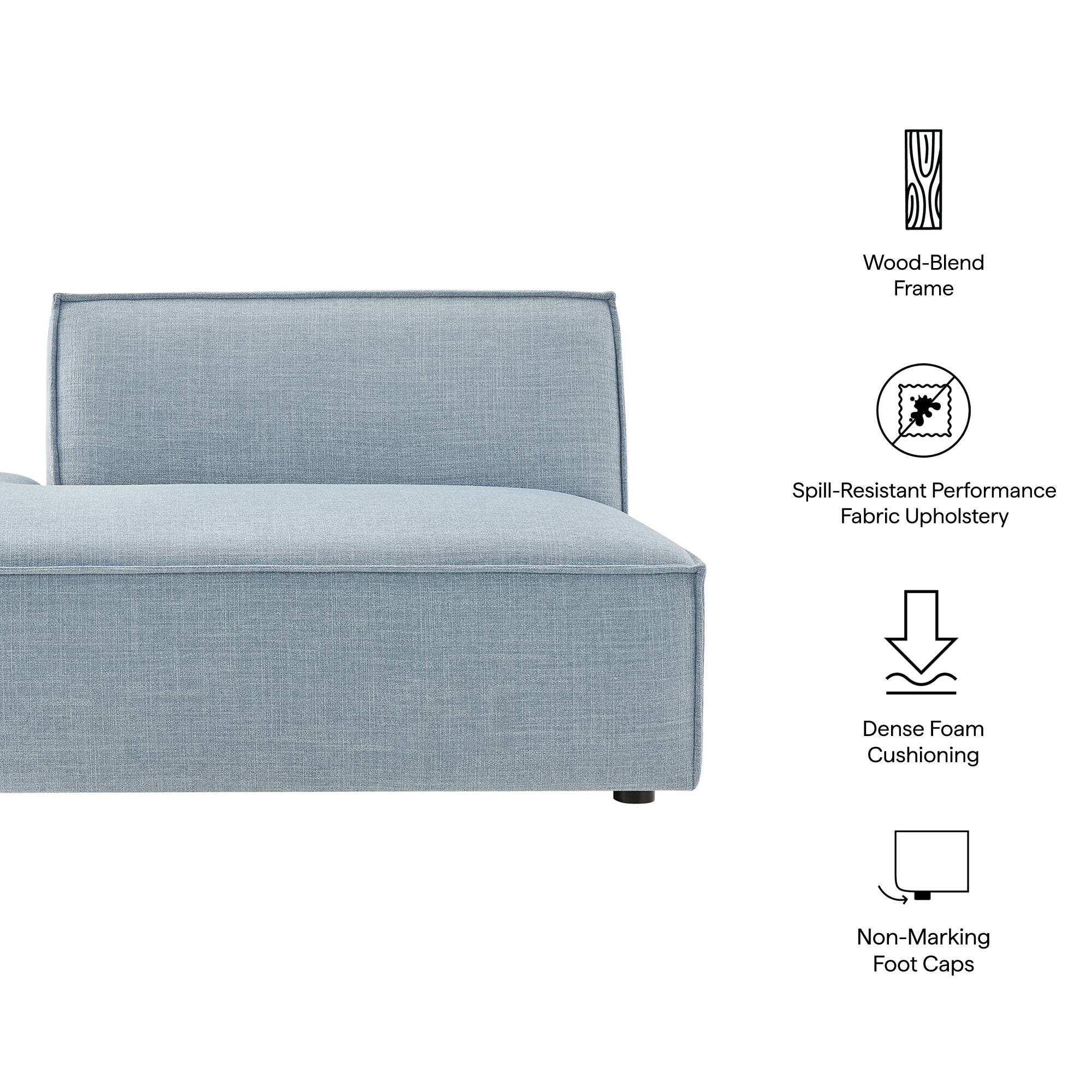 Wood-Blend Frame  
Spill-Resistant Performance Fabric Upholstery  
Dense Foam Cushioning  
Non-Marking Foot Caps