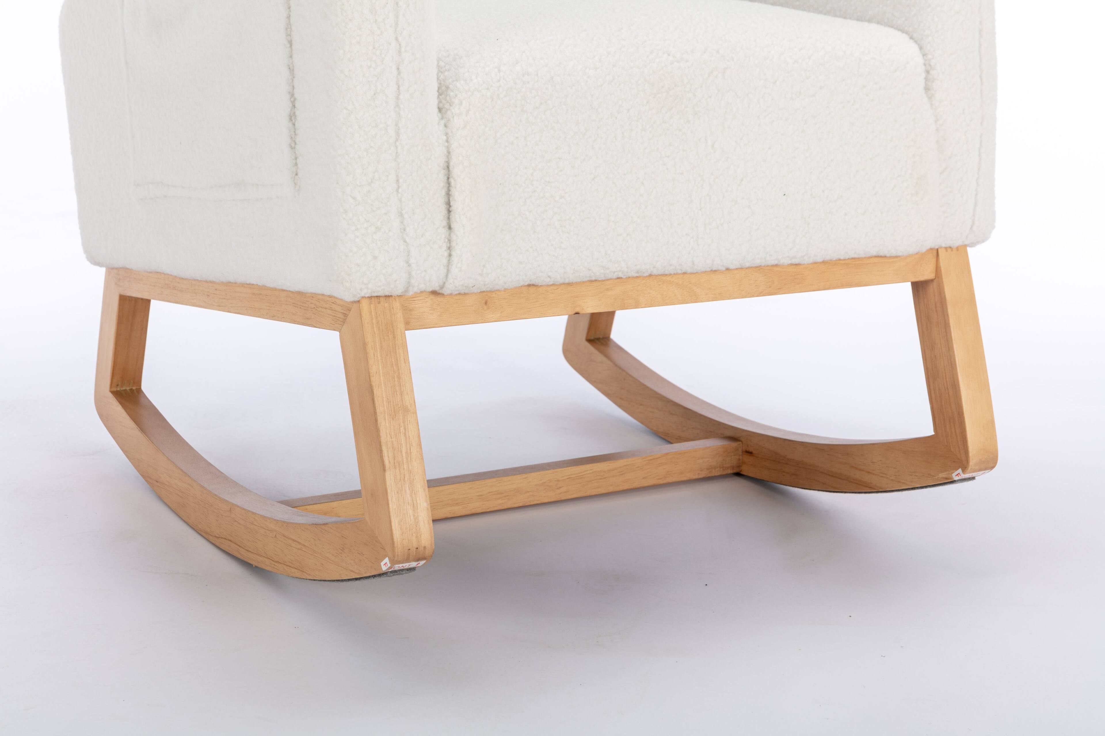 Alt View 1. Anysun - Teddy Fabric Rocking Chair With Packet Wood Legs - White.