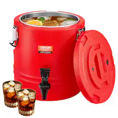 Front. VEVOR - Insulated Beverage Dispenser, 3 Gal/11.4L Thermal Hot and Cold Drink Server Dispenser with Spigot, Food-Grade Cooler Jug - Red.