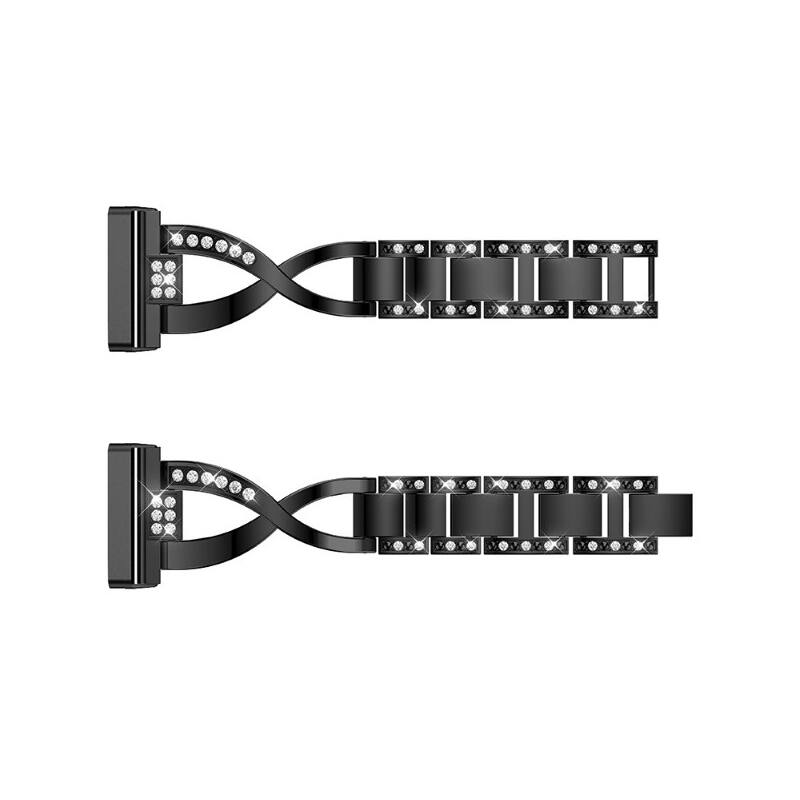 Back. StrapsCo - Glam Bracelet Stainless Steel Watch Band Strap For Fitbit Versa 4 - Black.