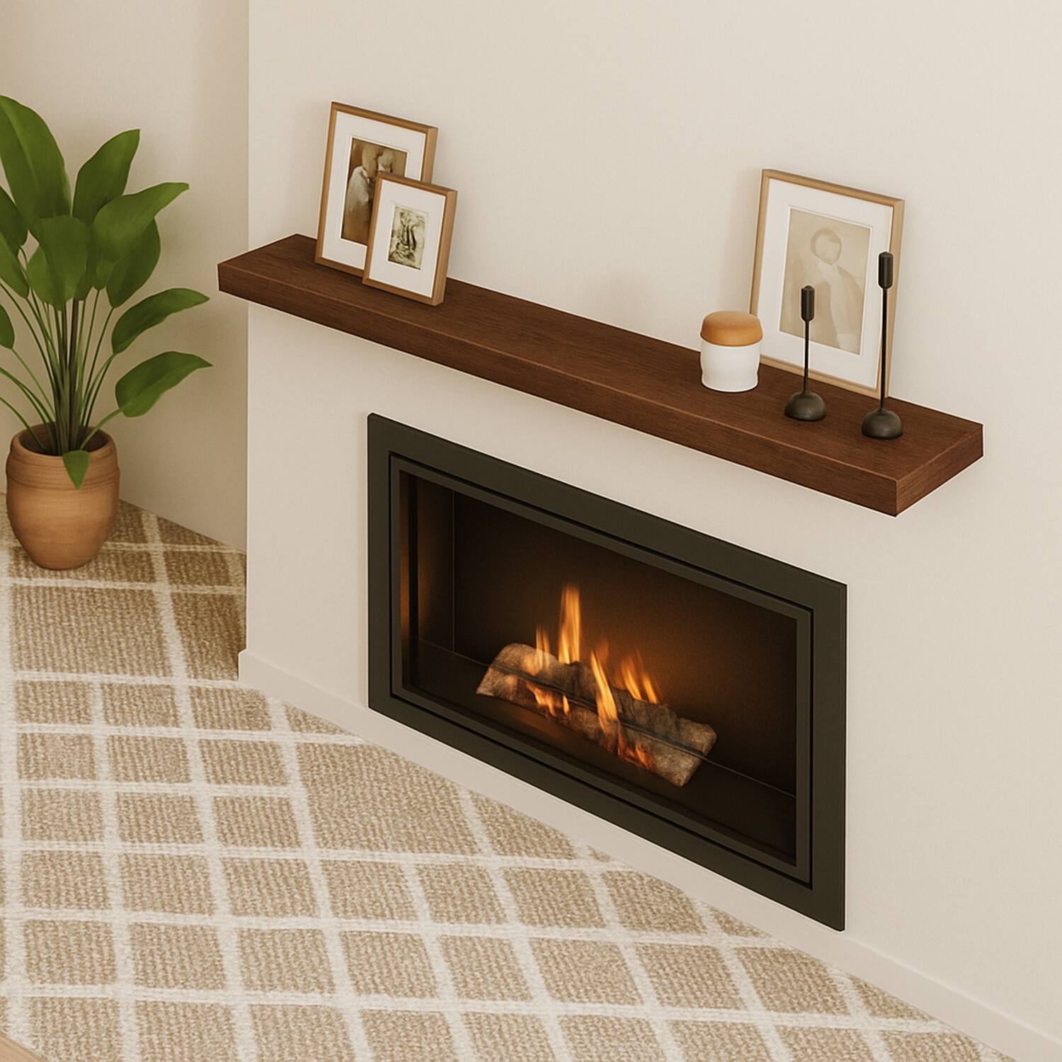 Alt View 4. BOMEDA - Floating Shelves for Wall, Bathroom Shelves Over Toilet, Wooden Wall Mounted Shelf for Room Storage, 48x7x1.5 in, 1 Pack - Walnut-like.