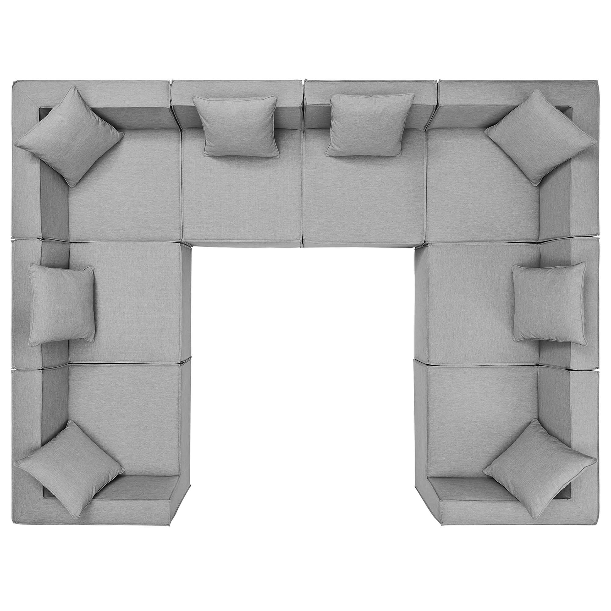 Angle. Modway - Saybrook 8-Piece Outdoor Patio Upholstered Sectional Sofa by Modway - Gray.