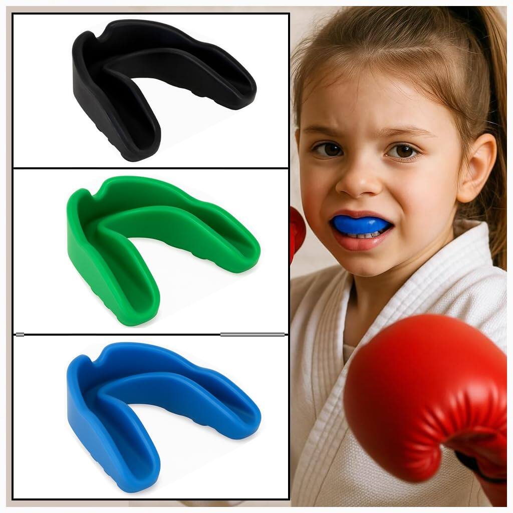 Alt View 4. Amber Sporting Goods - Junior Mouthpiece with Case for Kids 5–10, Custom Fit, Hygienic & Durable, Black – Pack of 10 - Black.