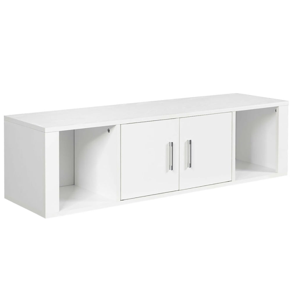 Alt View 1. Kadyn - Entertainment Centers,TV Stands,Wall Mounted Floating 2 Door Desk Hutch Storage Shelves-White - White.