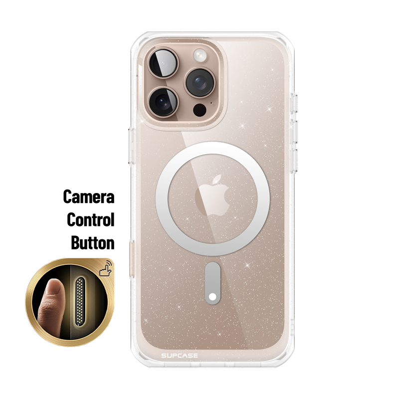 SUPCASE - iPhone 16 Pro Max 6.9 inch Unicorn Beetle MAG Slim Clear MagSafe Camera Control Button Case - Glitter Pink