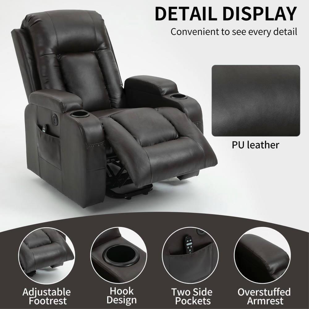 DETAIL DISPLAY  
Convenient to see every detail  

PU leather  

Adjustable Footrest  
Hook Design  
Two Side Pockets  
Overstuffed Armrest