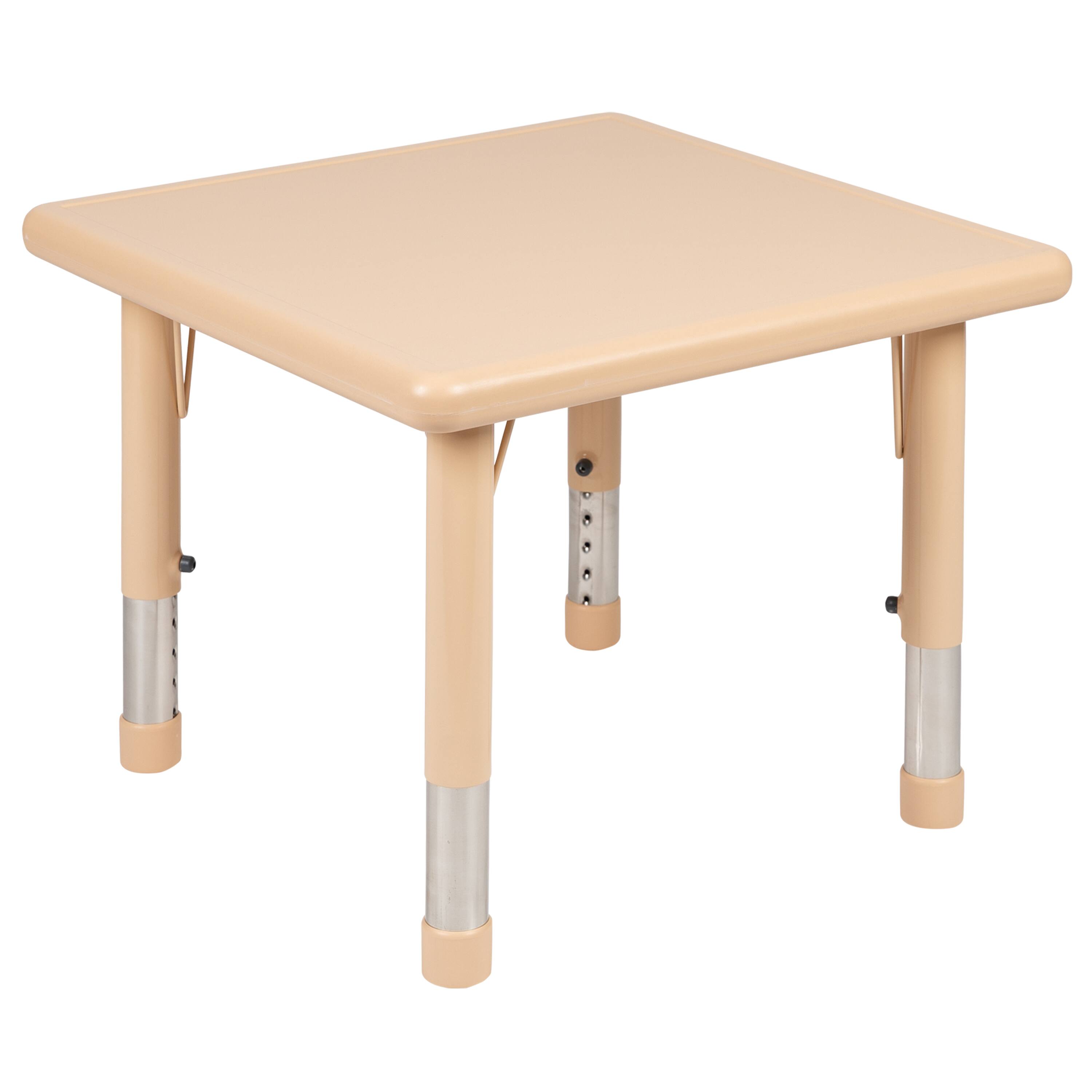 Alt View 8. Emma + Oliver - 24" Square Plastic Height Adjustable Activity Table Set with 2 Chairs - Natural.