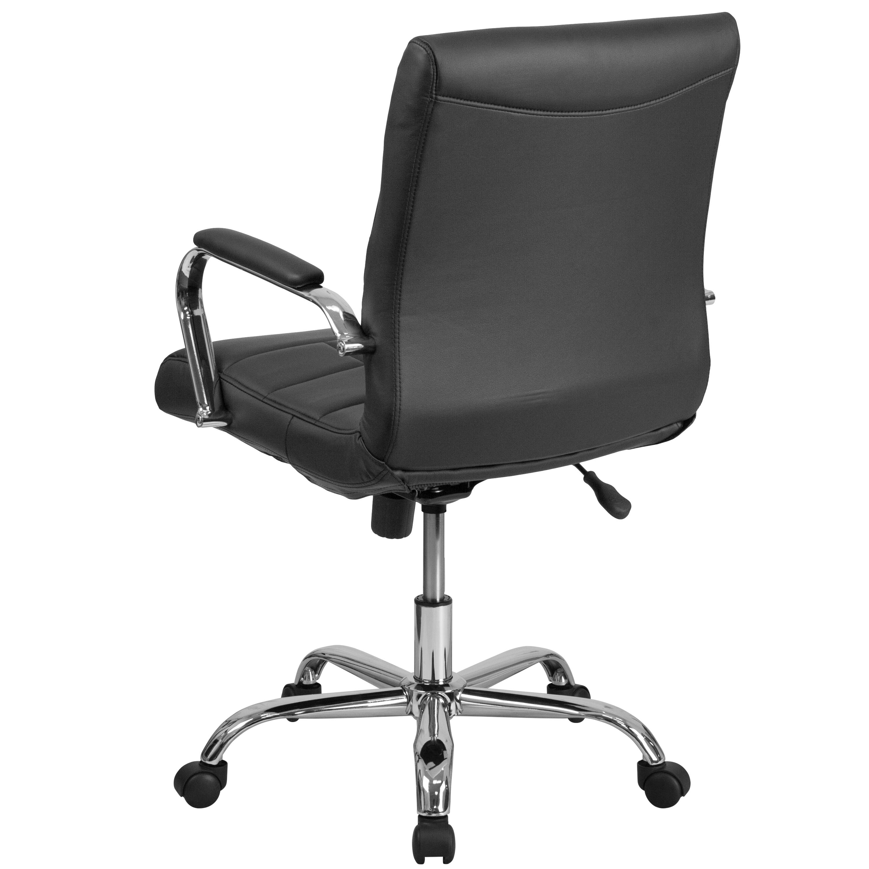 Alt View 5. Emma + Oliver - Mid-Back Vinyl Executive Swivel Office Chair with Chrome Base and Arms - Black.