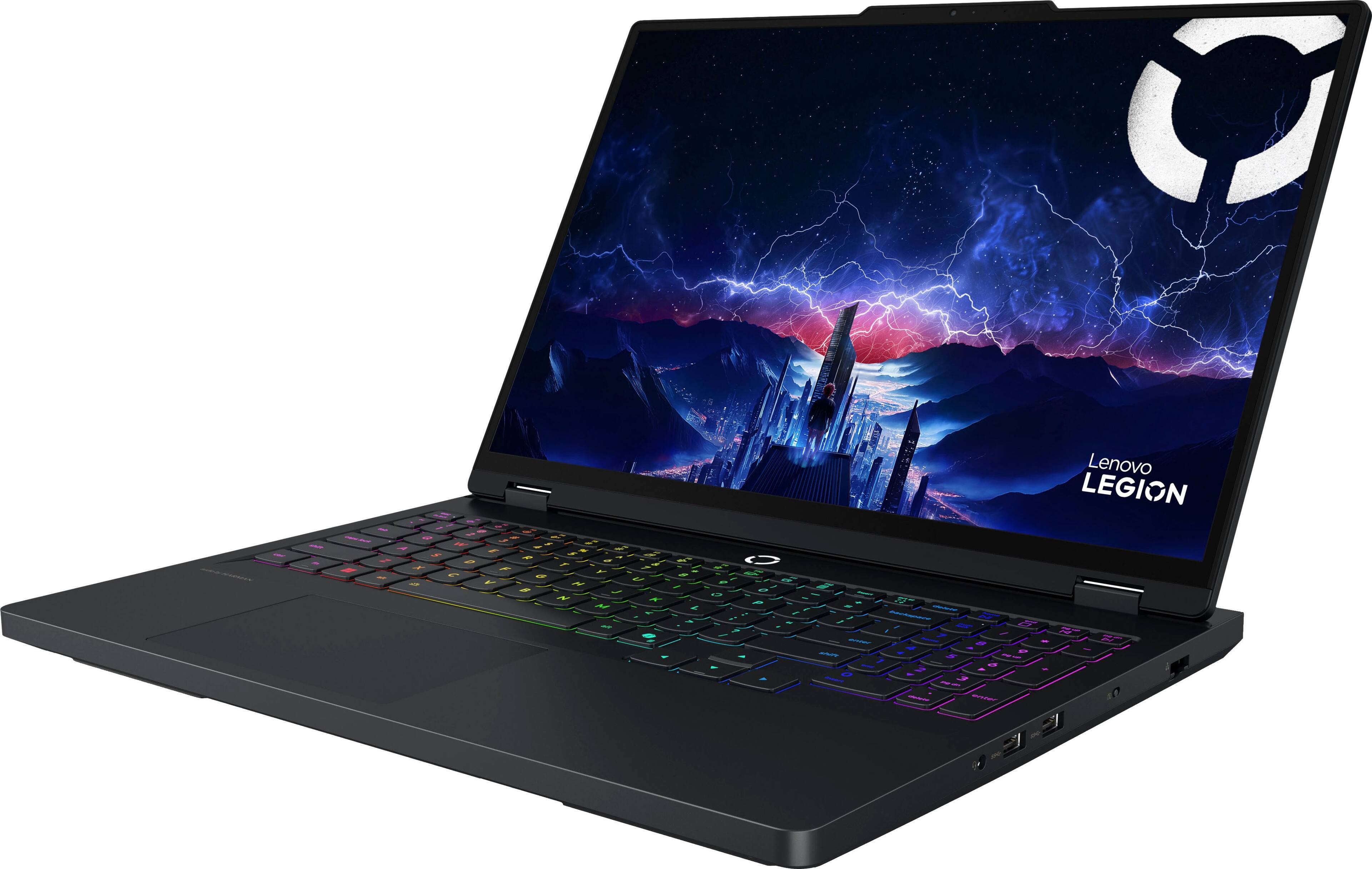 Lenovo Legion 179 laptop computer with a purple and blue background.