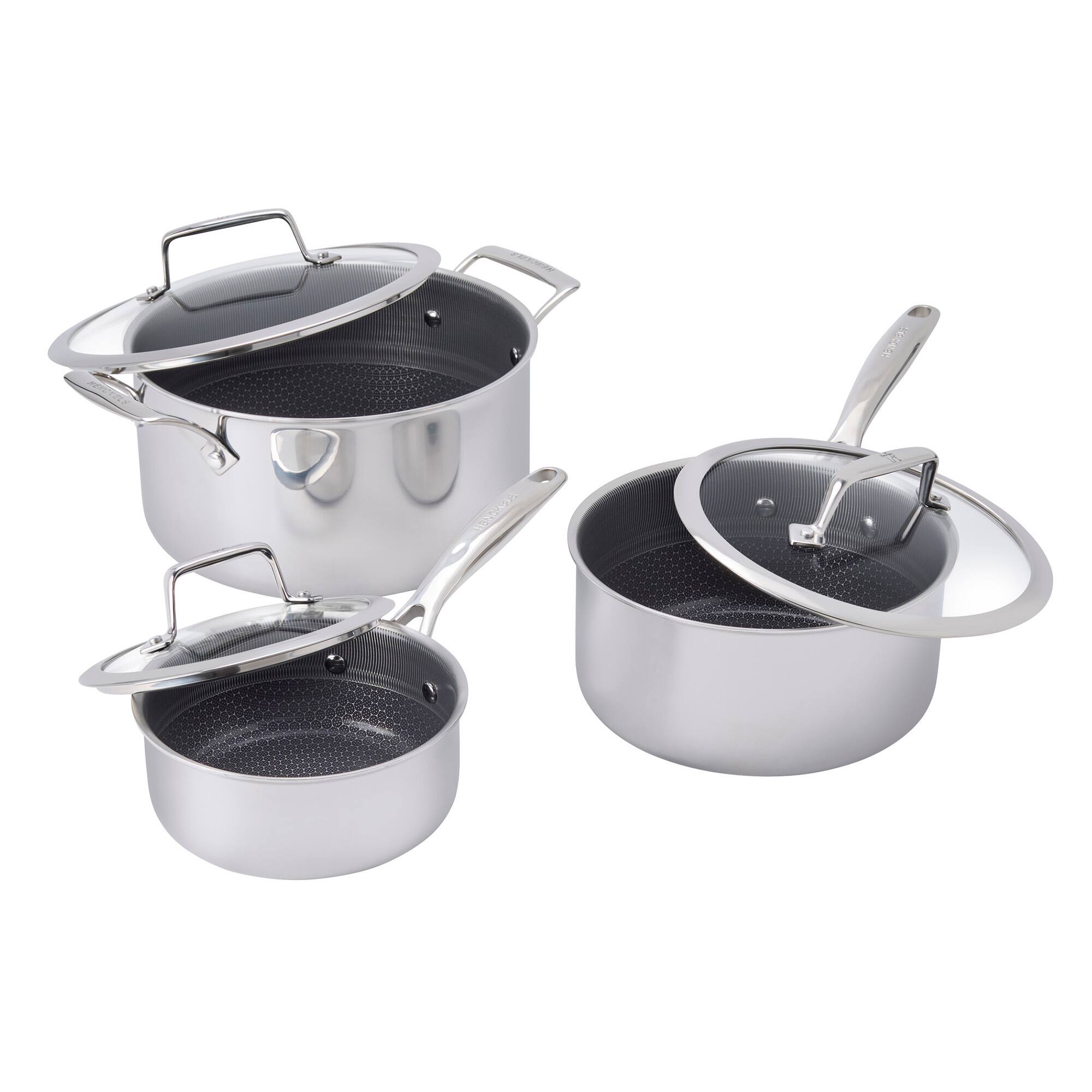 Alt View 4. Henckels - Henckels Paradigm Ceramic 6-pc Stainless Steel Dual Performance Pot Set - Stainless Steel.