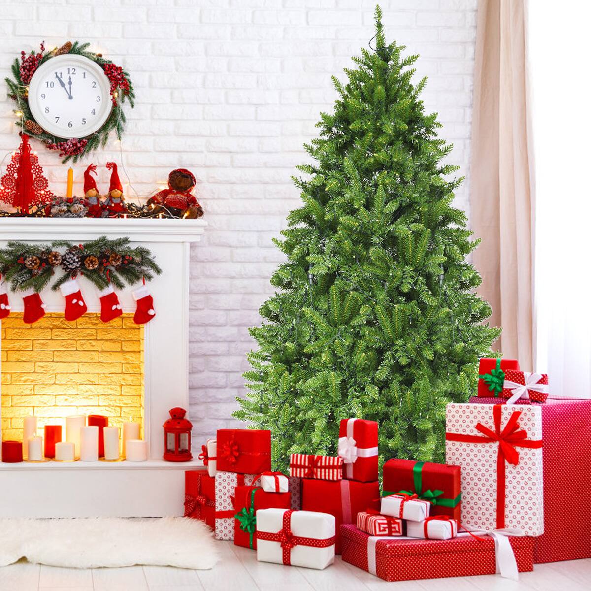 Alt View 2. Gymax - Gymax 6ft Pre-lit LED Light Christmas Fir Tree w/8 Flash Modes Patio - Green.