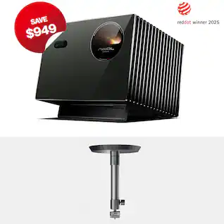 Valerion - VisionMaster Pro2 4K RGB Triple Laser Projector, 3000 ISO Lumens,15000:1 Contrast with Ceiling Mount - Black