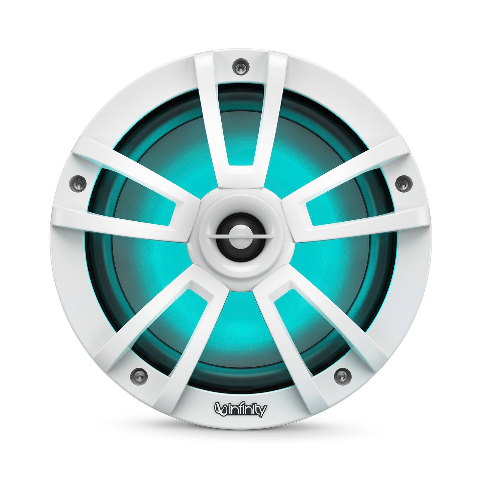 Alt View 1. Infinity - Infinity 822MLW Marine 8 Inch RGB LED Coaxial Speakers - White - Black/Gray.