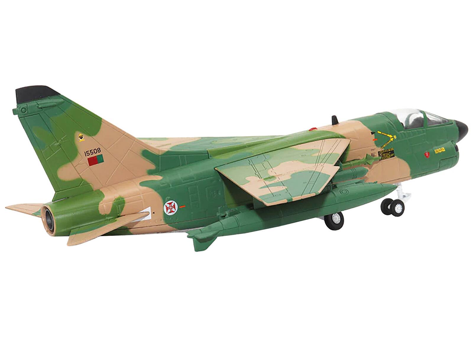 Angle. Militaria Die Cast - Vought A-7P Corsair II Attack Aircraft "Portugal" 1/72 Diecast Model by Militaria Die Cast - Green.