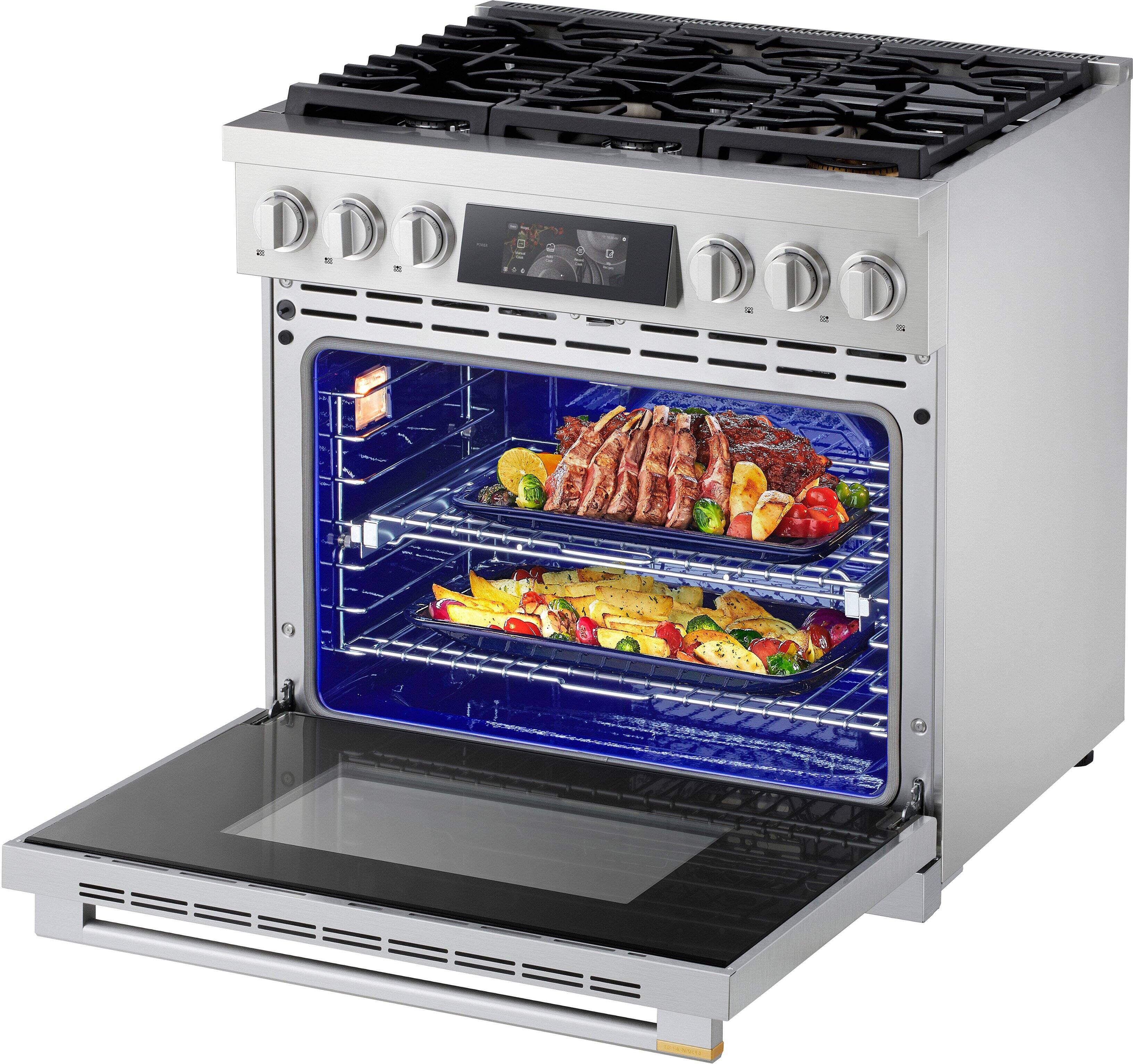 Alt View 11. LG - SIGNATURE 6.3 Cu. Ft. Slide-In Gas True Convection Pro Range with EasyClean, AirFry, and UltraHeat 23K Dual Power Burner - Stainless Steel.