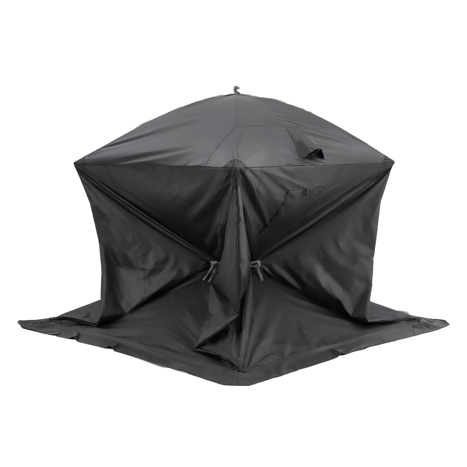 Alt View 5. VEVOR - Portable Ice Shelter, 3-4 Person Pop-Up Ice Fishing Tent, 43 Square Feet Fishable Area, Ice Shanty for Winter Fishing - Black.