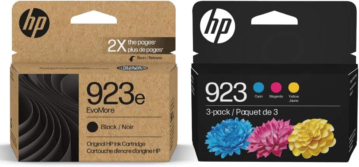 HP - 923e EvoMore / 923 Ink Cartridges 2-Pack - Black | Cyan | Magenta | Yellow