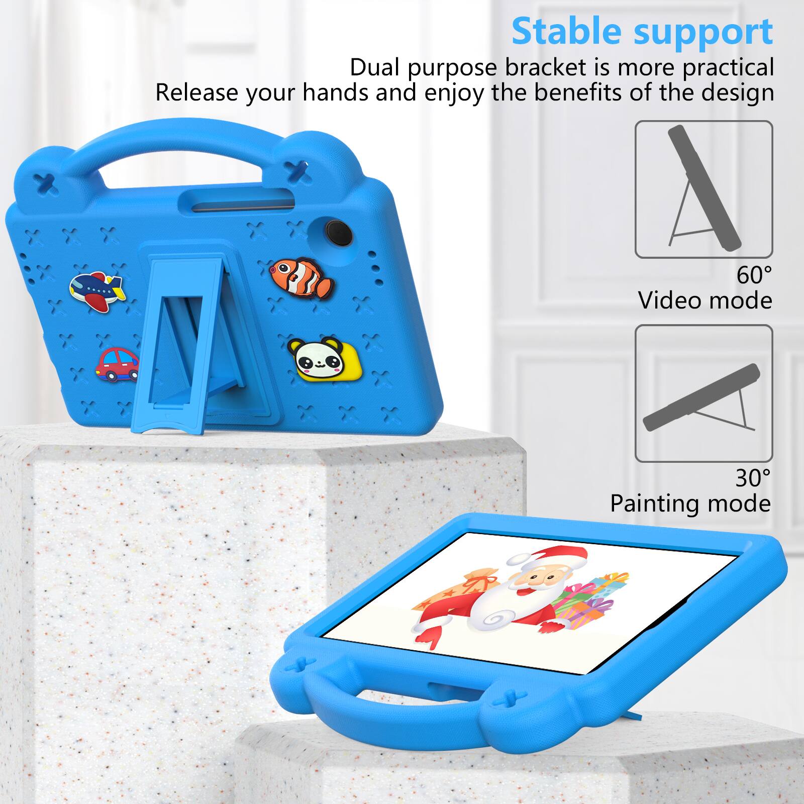 Stable support  
Dual purpose bracket is more practical  
Release your hands and enjoy the benefits of the design  

60° Video mode  
30° Painting mode