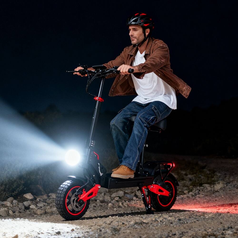 Back. Loheer - Loheer 1600W Electric Scooter with Seat Adult Fast E-Scooter 28mph 30 Miles Range Foldable Off-Road Commuter Scooter - Black.
