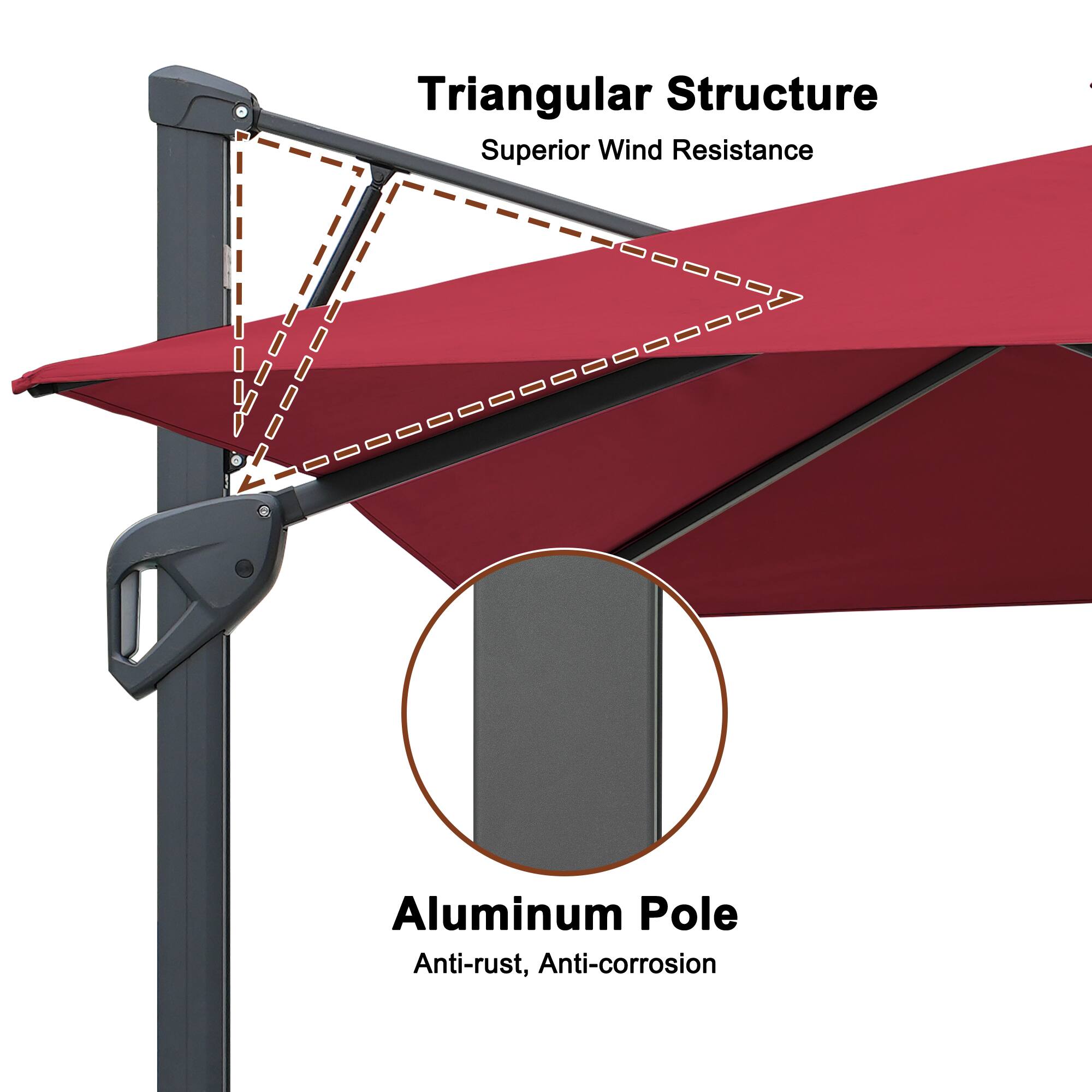 Triangular Structure  
Superior Wind Resistance  

Aluminum Pole  
Anti-rust, Anti-corrosion