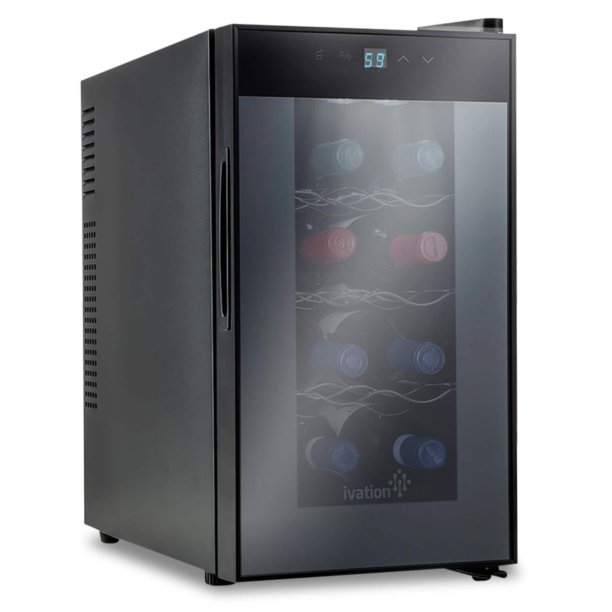 Ivation - 8 Bottle Thermoelectric Wine Cooler, Quiet Freestanding Wine Fridge - Black
