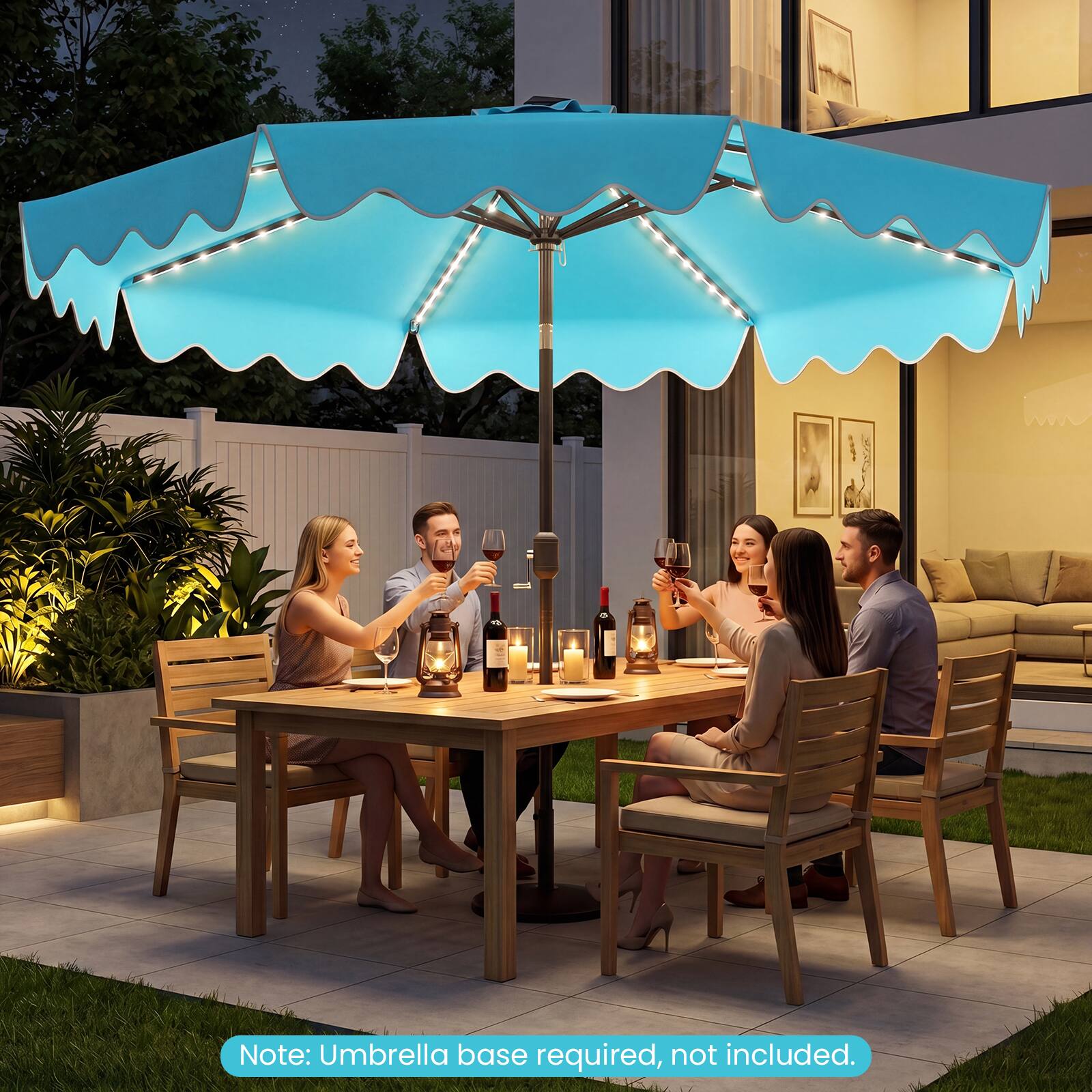 Note: Umbrella base required, not included.