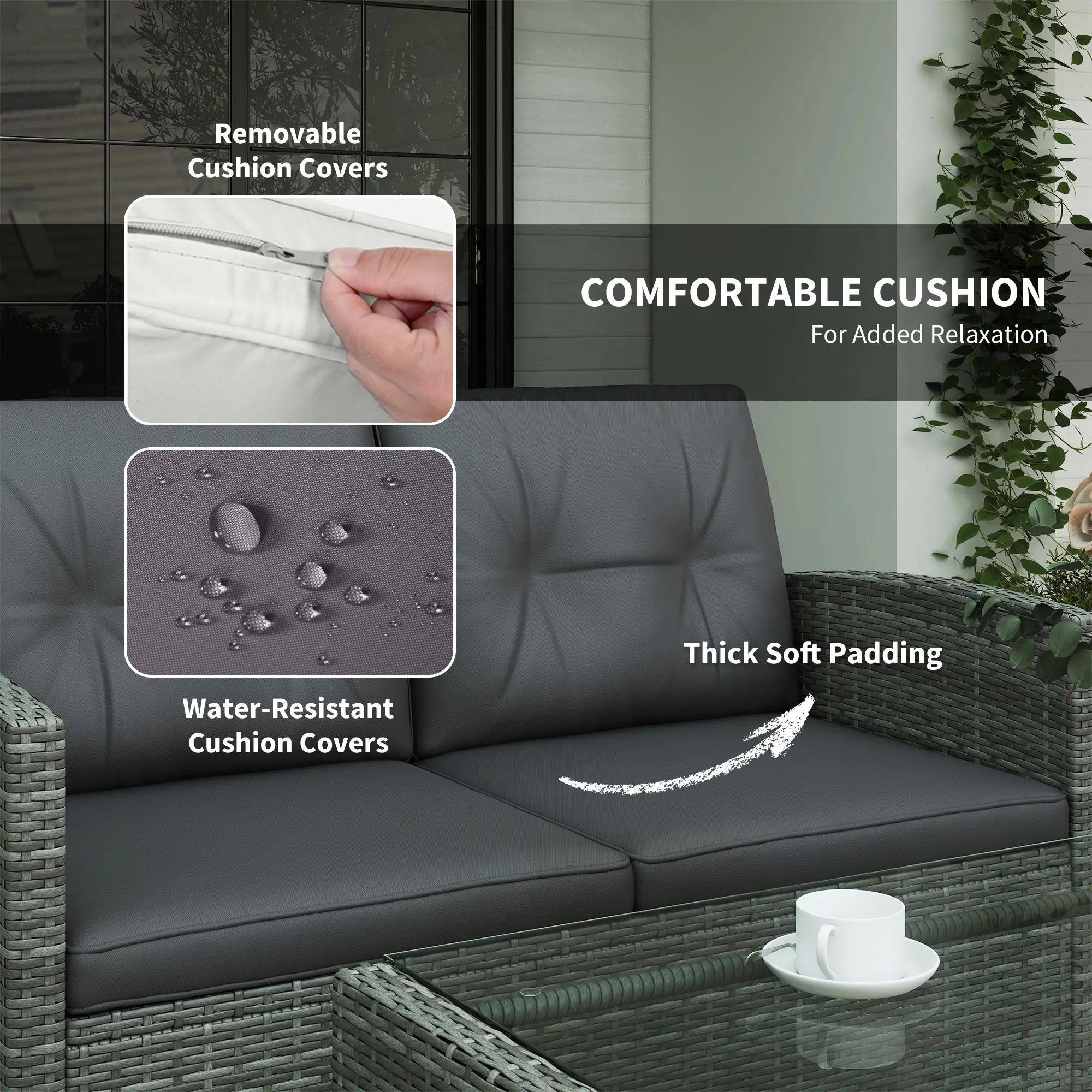 Removable Cushion Covers, Water-Resistant Cushion Covers, Thick Soft Padding, COMFORTABLE CUSHION For Added Relaxation