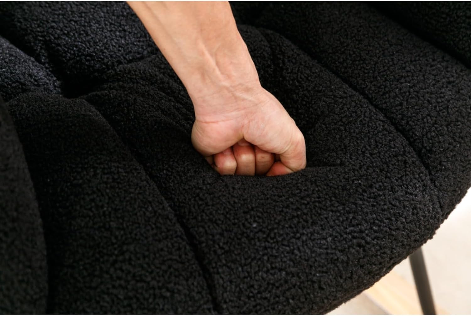 Alt View 3. Trinkets Crazed - Teddy Fabric Rocking Gilder Nursery Chair For Living Room Indoor - Black.