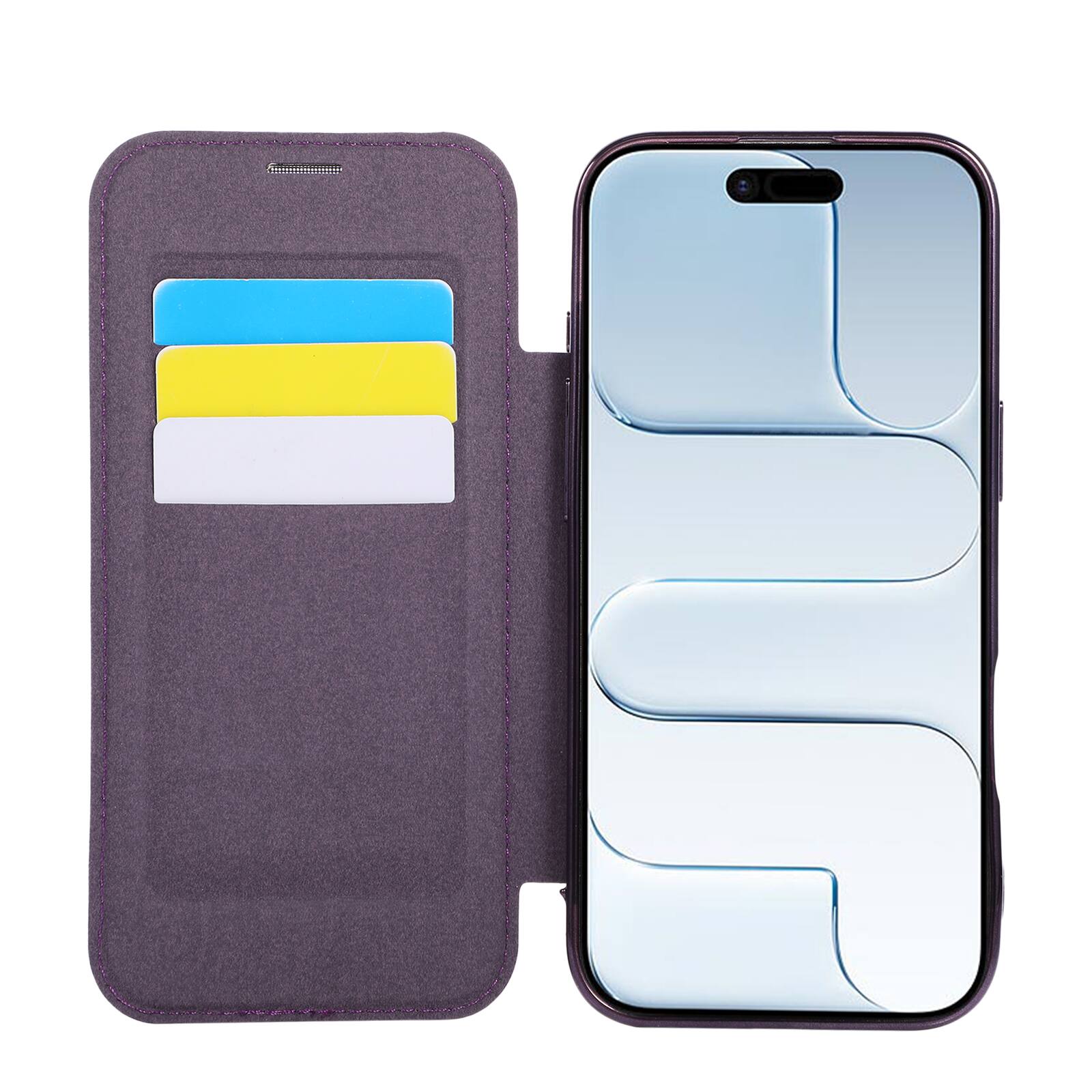Alt View 4. Dteck - Floral Relief Faux Leather Flip Wallet Case for Apple iPhone Air,Mag Safe Electroplated Slim Clear Back Cover - Purple.