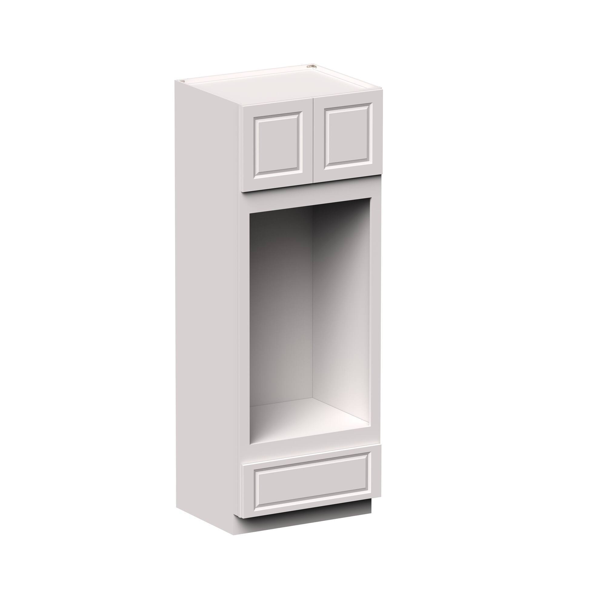 Angle. Boyel Living - 33-in W x 90-in H x 27-in D Shaker Double Oven Tall Kitchen Cabinet with Drawer - Glacier White.