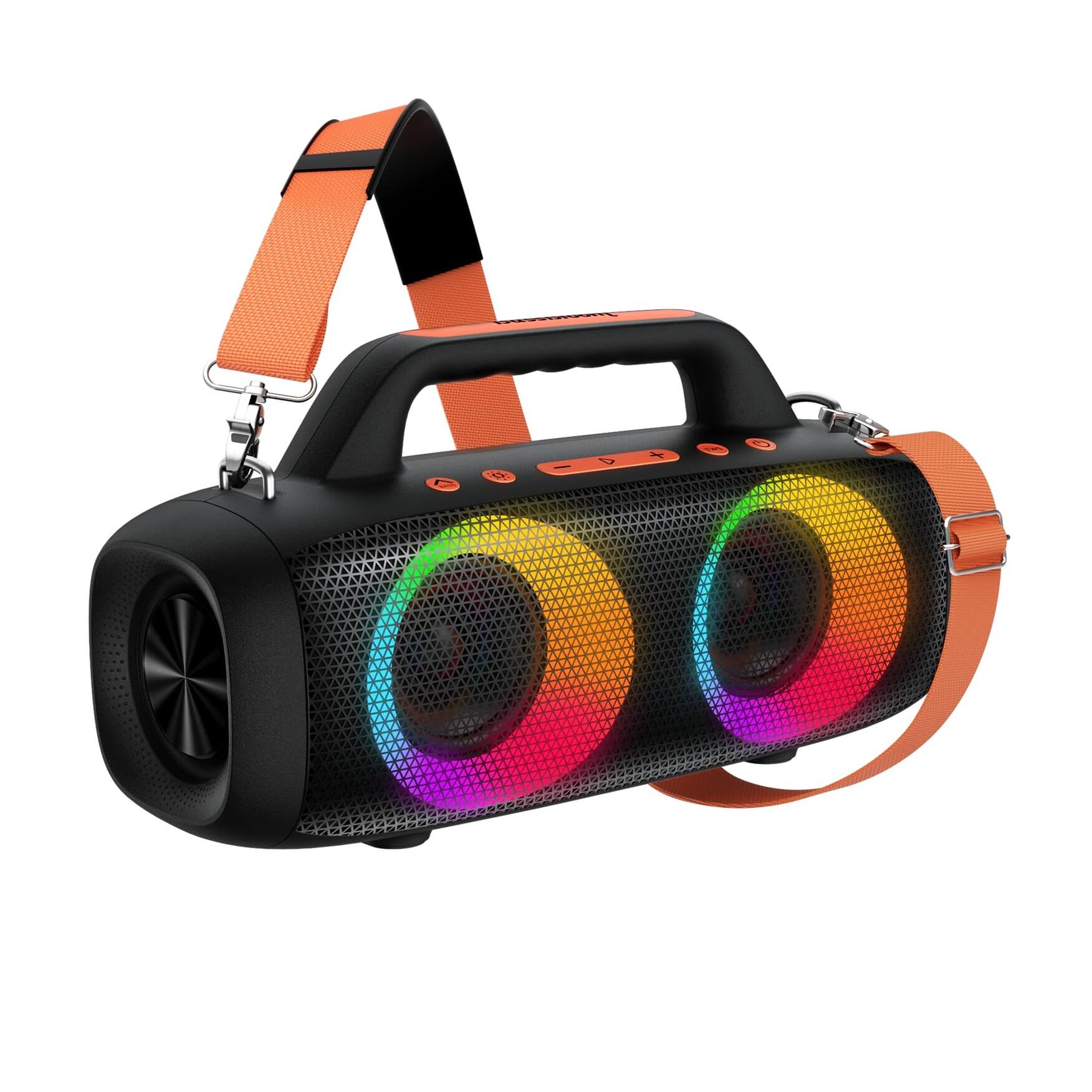 Front. Dazzed Corner - Portable Bluetooth Speaker, Powerful Sound with Deep Bass - Black.