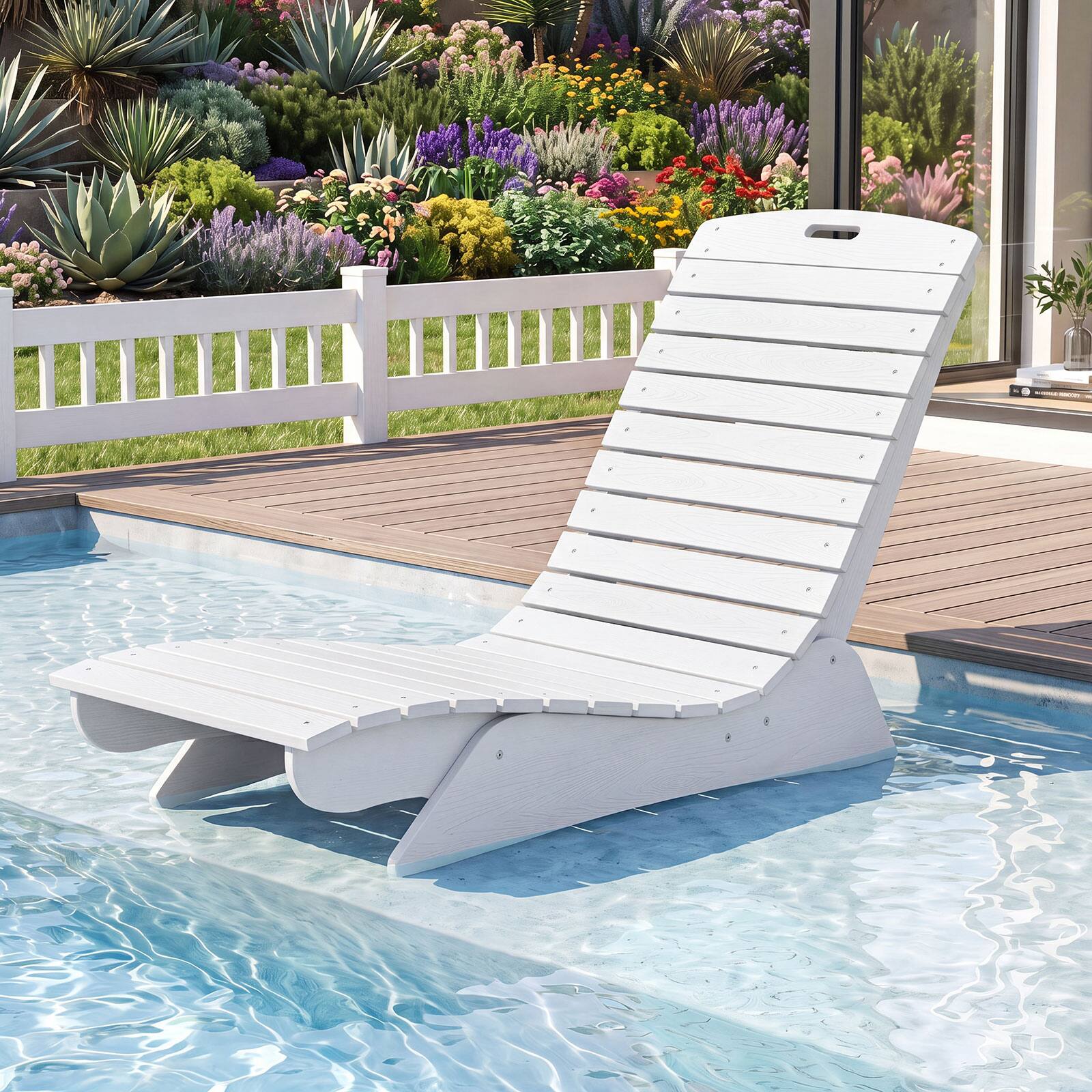 Alt View 1. Costway - Costway 2 PCS HDPE In-Pool Lounge Chair for 5.5"-8.5" Water Depth Anti-Float for Poolside - White.