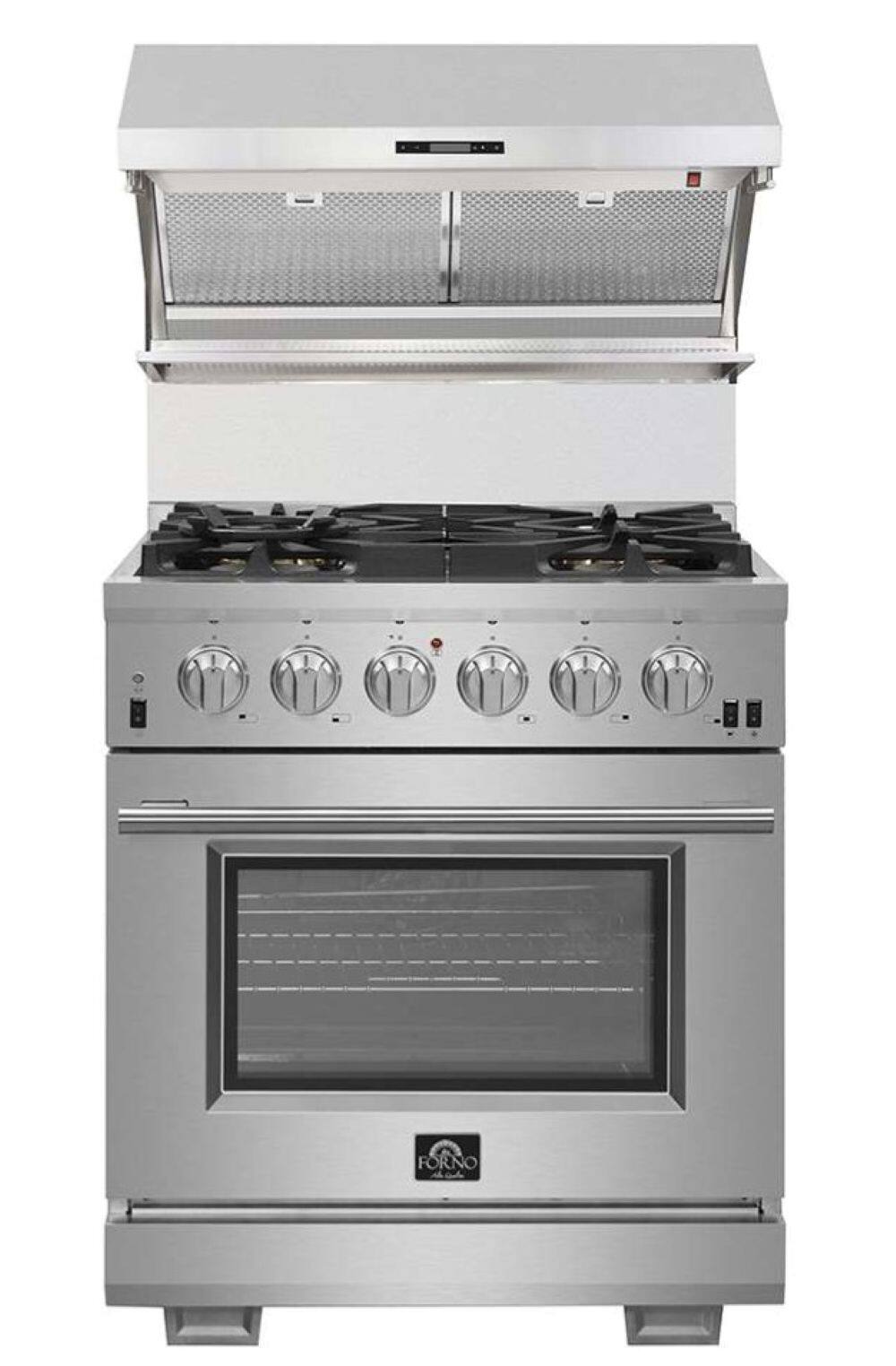 Alt View 1. Forno Appliances - Savona 30" Vented Wall Mounted Hybrid Range Hood - Silver.