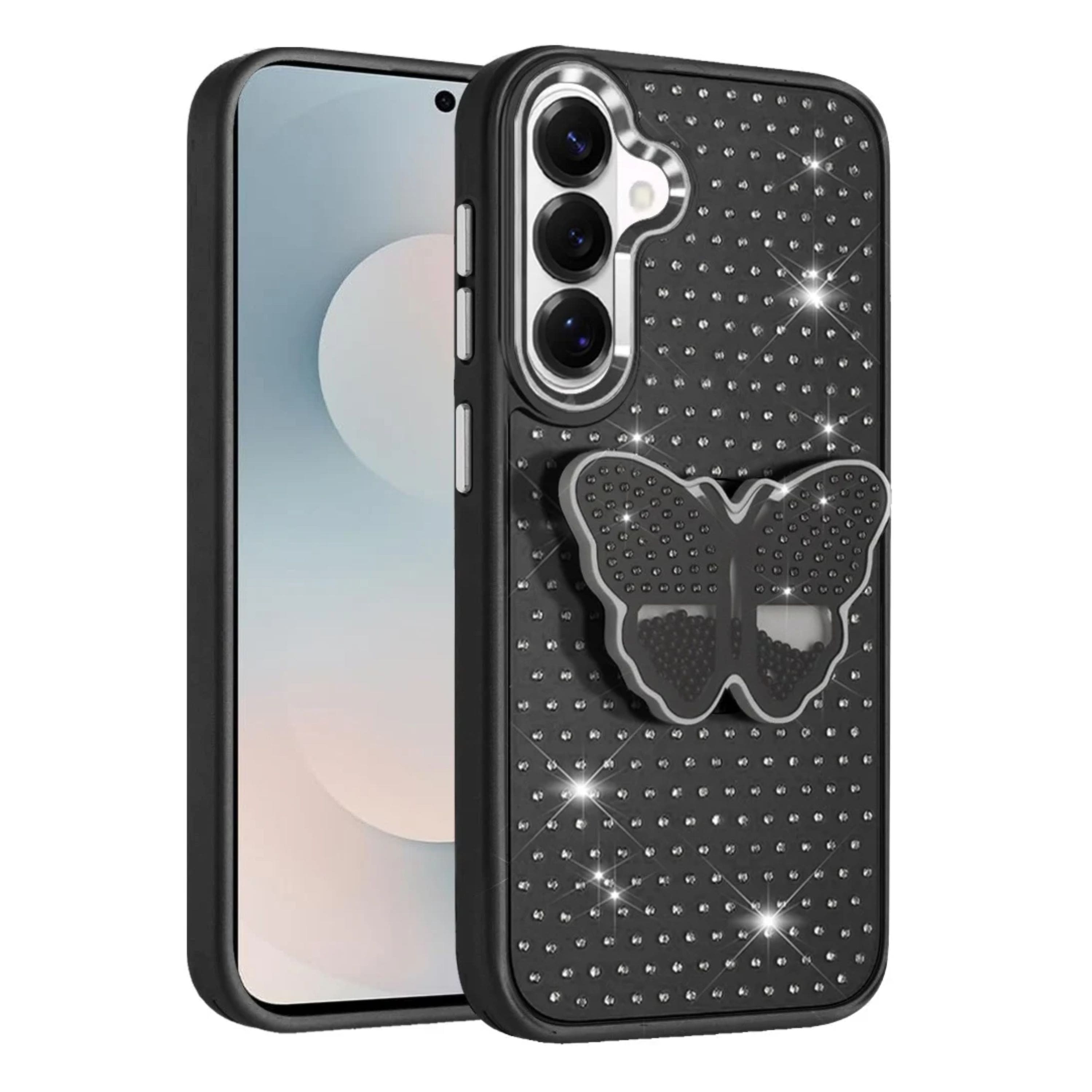 Kitcheniva - Faux Crystals Butterfly Grip Stand Design With Tempered Glass For Samsung Galaxy S26+ - Black price history on PriceWatchPro