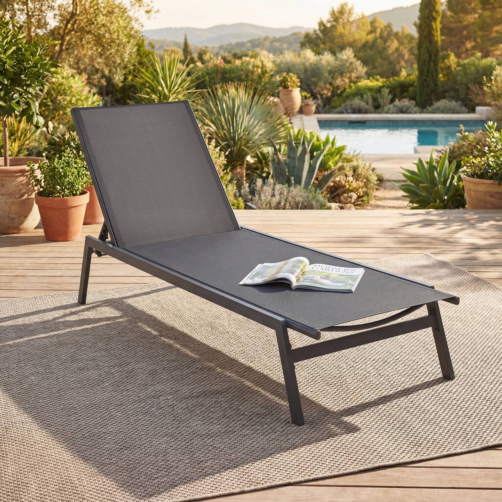 Alt View 1. Costway - Costway 1 PCS Patio Lounge Chair Chaise Recliner Back Adjustable Garden Deck - Gray.