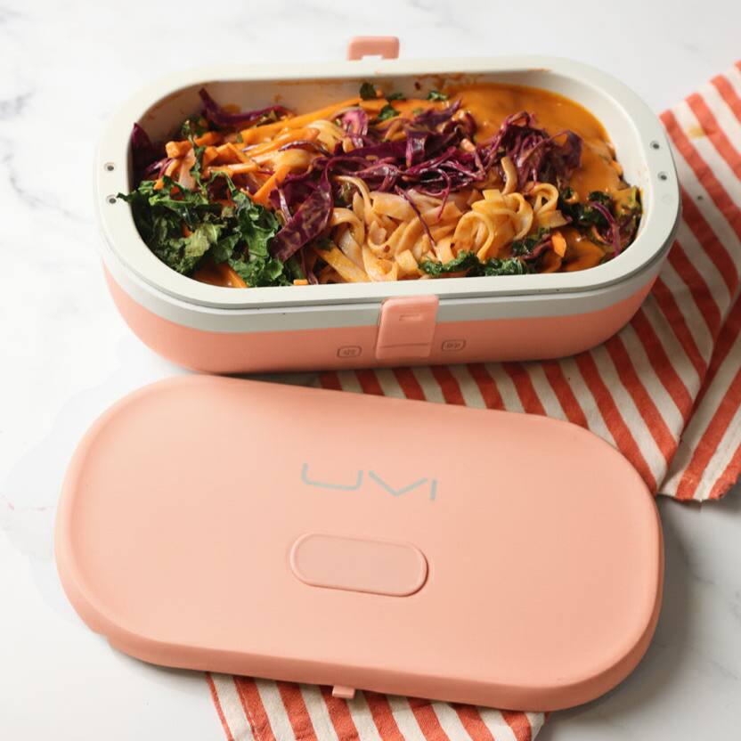 Alt View 7. UVI - UVI Plus Lunchbox – Portable Self-Heating Lunch Box with UV Sanitizer & USB-C Charging - Salmon.