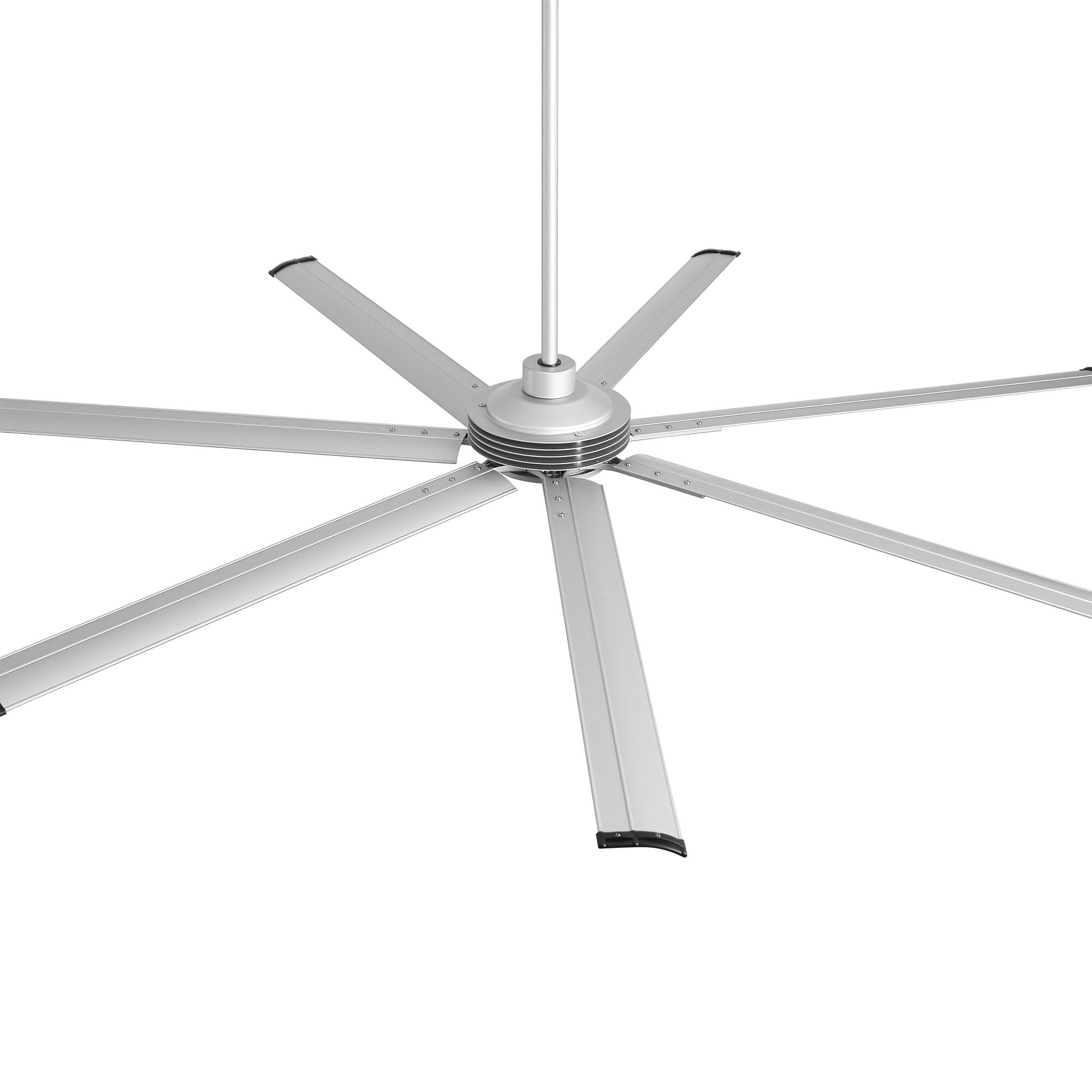 Alt View 10. Parrot Uncle - 100" Indsutrial HVLS Extra Large Commercial Ceiling Fan with Light, Aluminum Blades and Remote - Silver.