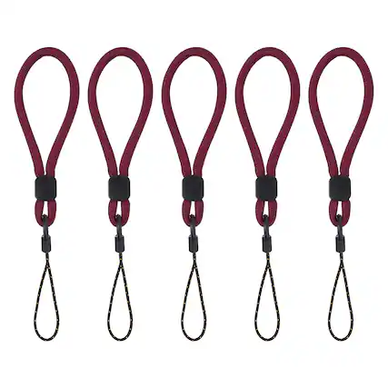 Front. Unique Bargains - 5pcs Phone Lanyards Finger Strap, Short Anti-loss Hanging Rope for Phone, Key, Flashlight, USB Badge - Vermilion.