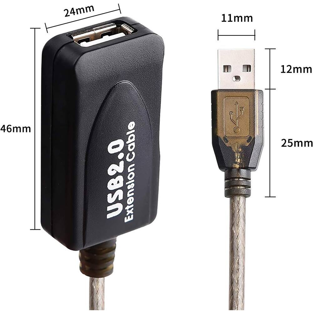 USB 2.0 Extension Cable

24mm  
46mm  
11mm  
12mm  
25mm