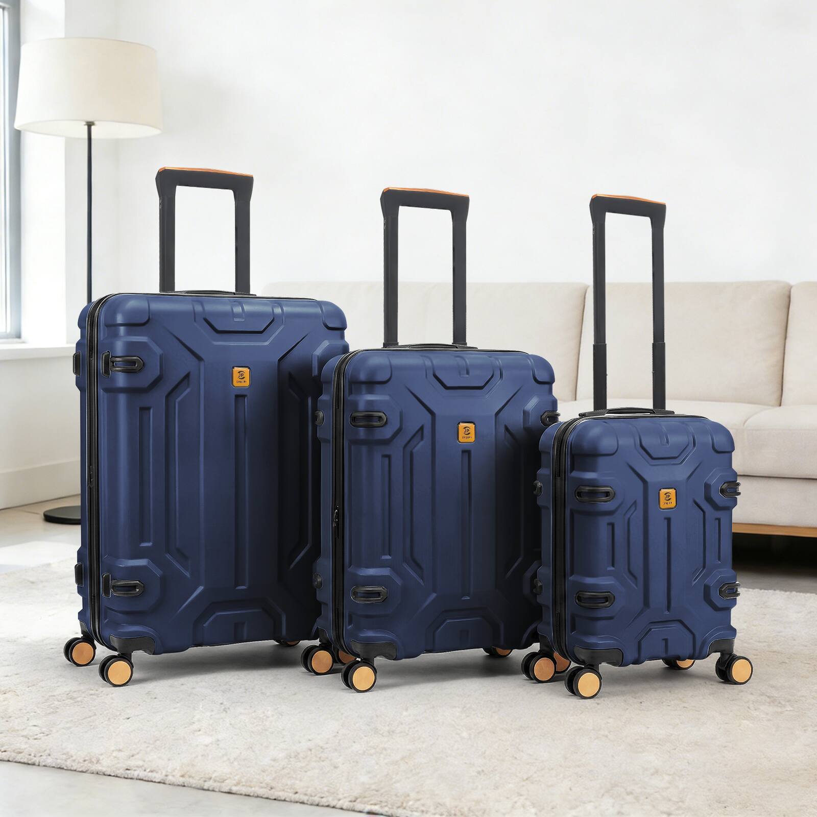 Alt View 2. Oumilen - 3 Piece Navy Blue Luggage Set – 20" + 26" + 30" ABS Hardshell Suitcases, Spinner Wheels with TSA Lock - Navy Blue.