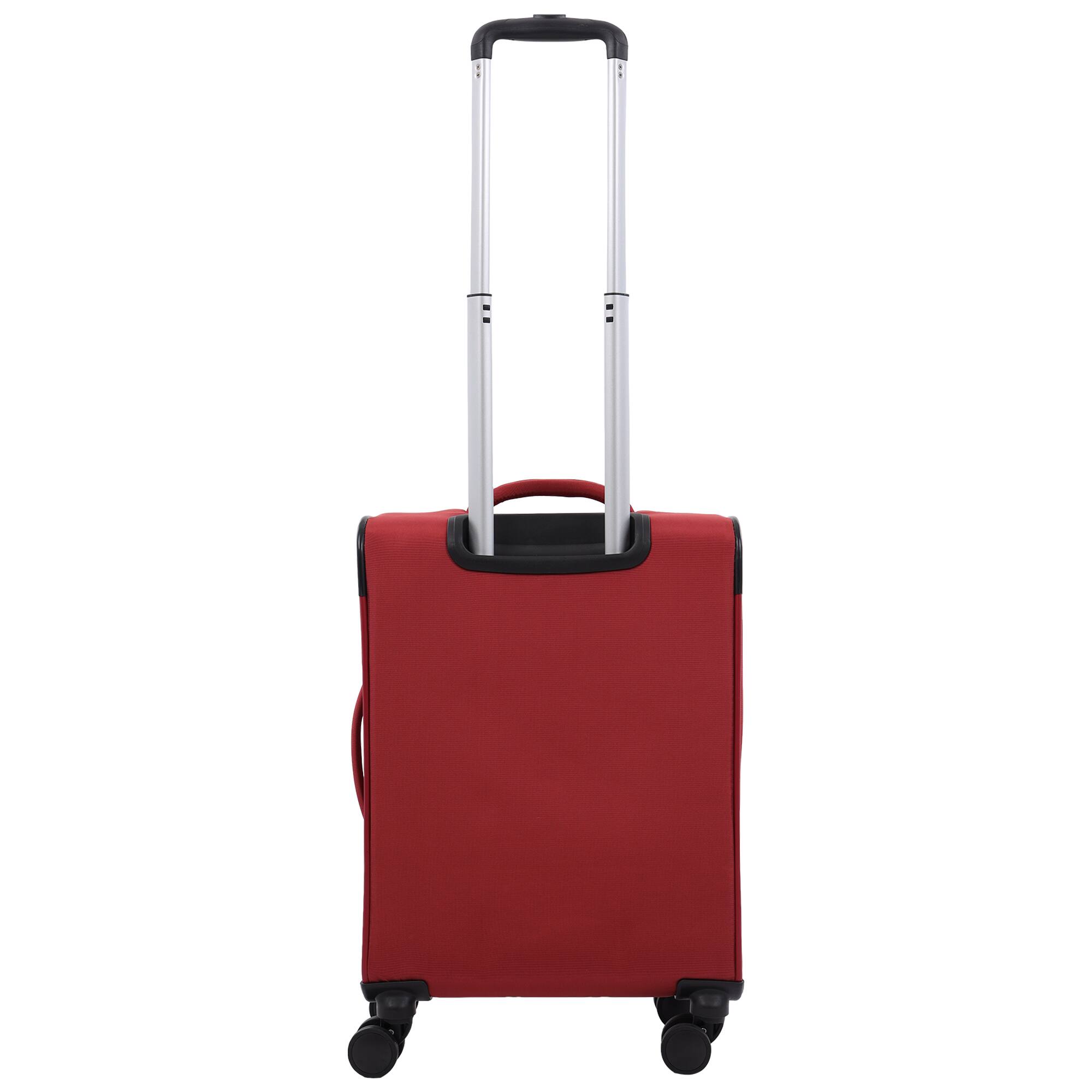 Back. Martha Stewart - 22" Softside Carry-On Luggage – Expandable Spinner with 8 Wheels & Front Zip Pockets - TERRA COTTA.