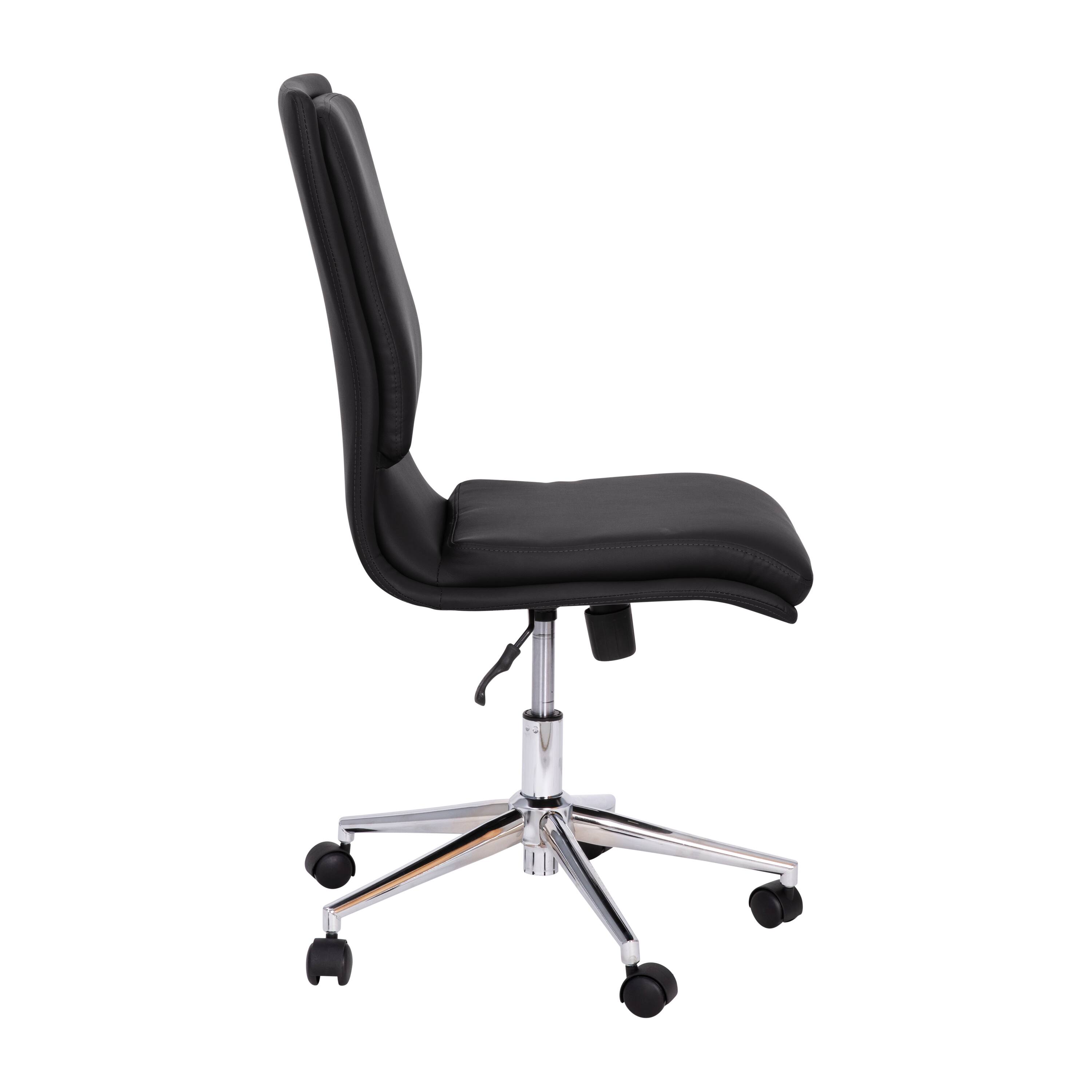 Alt View 8. Emma + Oliver - Ziva Modern Faux Leather Upholstered Mid-Back Home Office Chair with 5 Star Base and Pneumatic Seat Height Adjustment - Black.