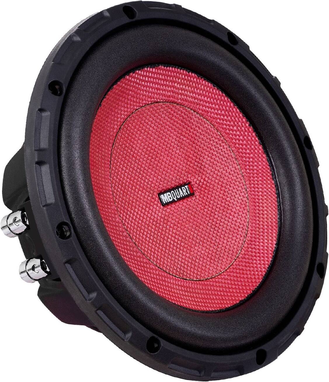 Left. MB Quart - Discus 8" 500W Dual-Voice Subwoofer - Red.