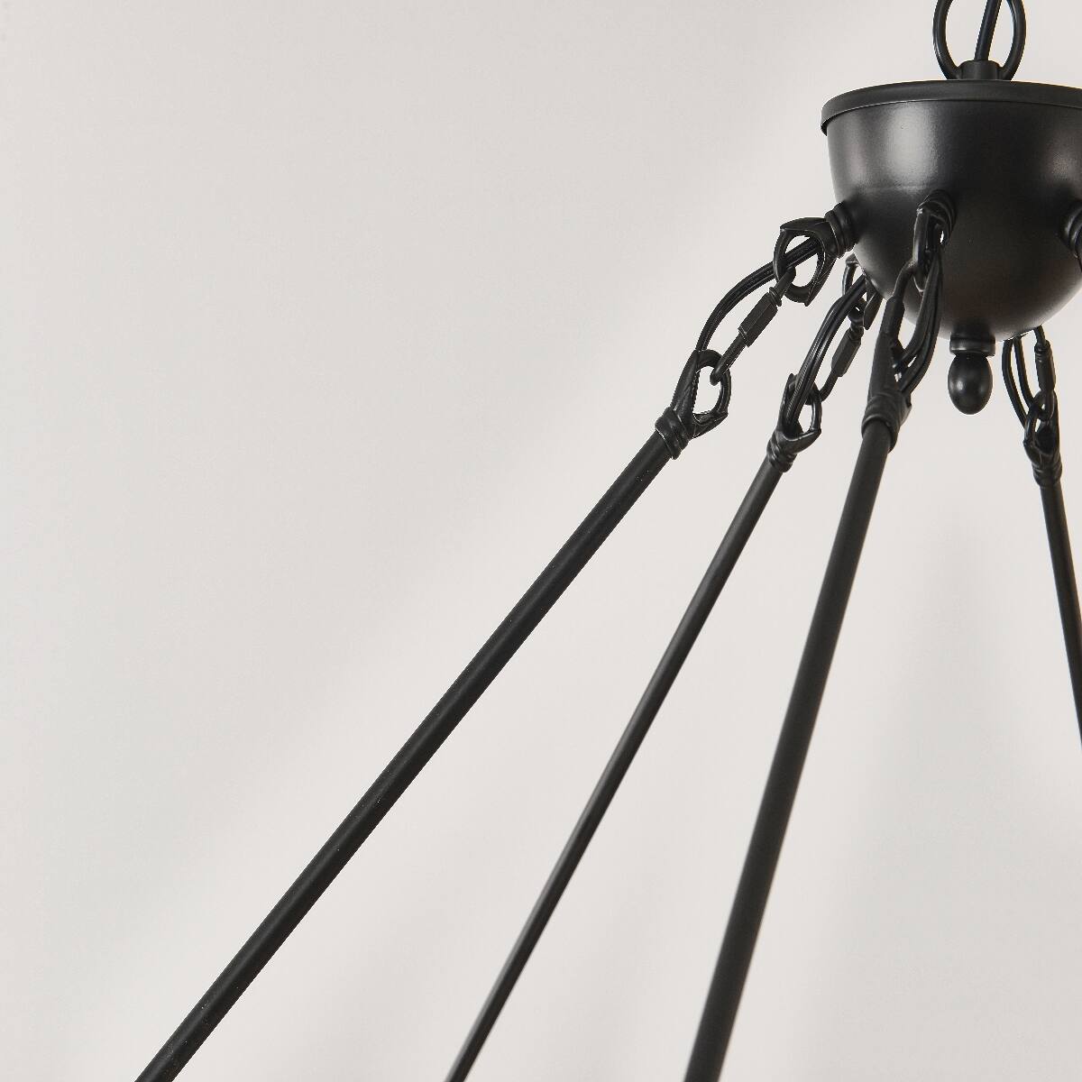 Alt View 4. Loheer - Loheer Wood Wagon Wheel Chandelier Matte Black Farmhouse Pendant Light for Dining Room.