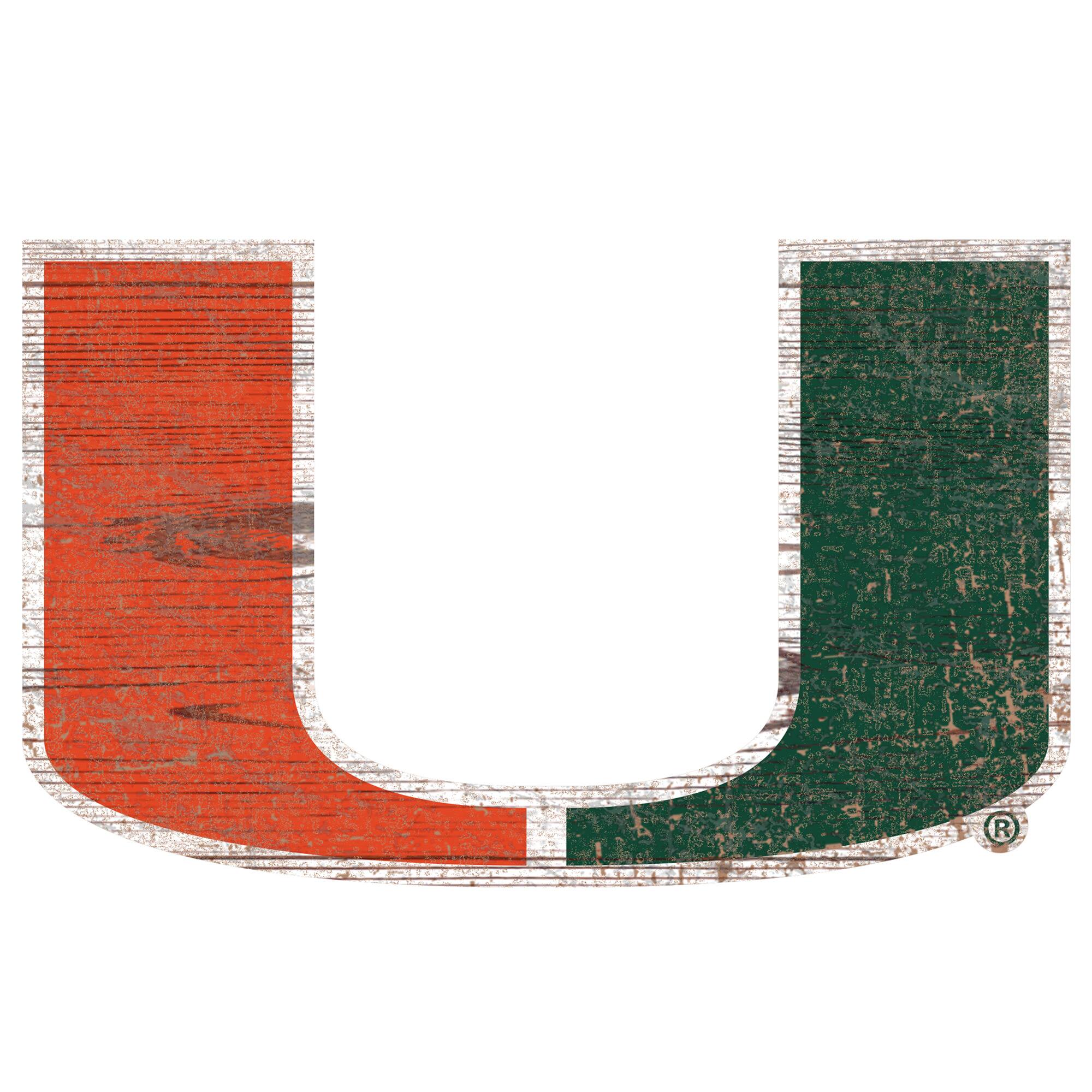 Miami Hurricanes Distressed Logo Cutout Sign