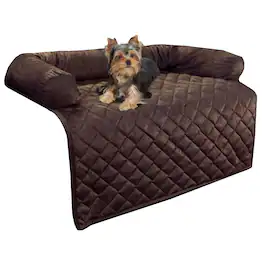 PetMaker - Couch Cover for Dogs 30x30.5 Pet Furniture Protector with Bolster, Quilted Fabric, and Water-Resistant Base Layer - Brown