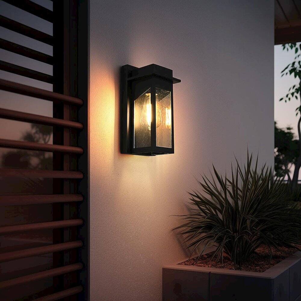 Alt View 4. Elegant Lighting - Dunton 7 inch Outdoor Pendant in Black - Black.