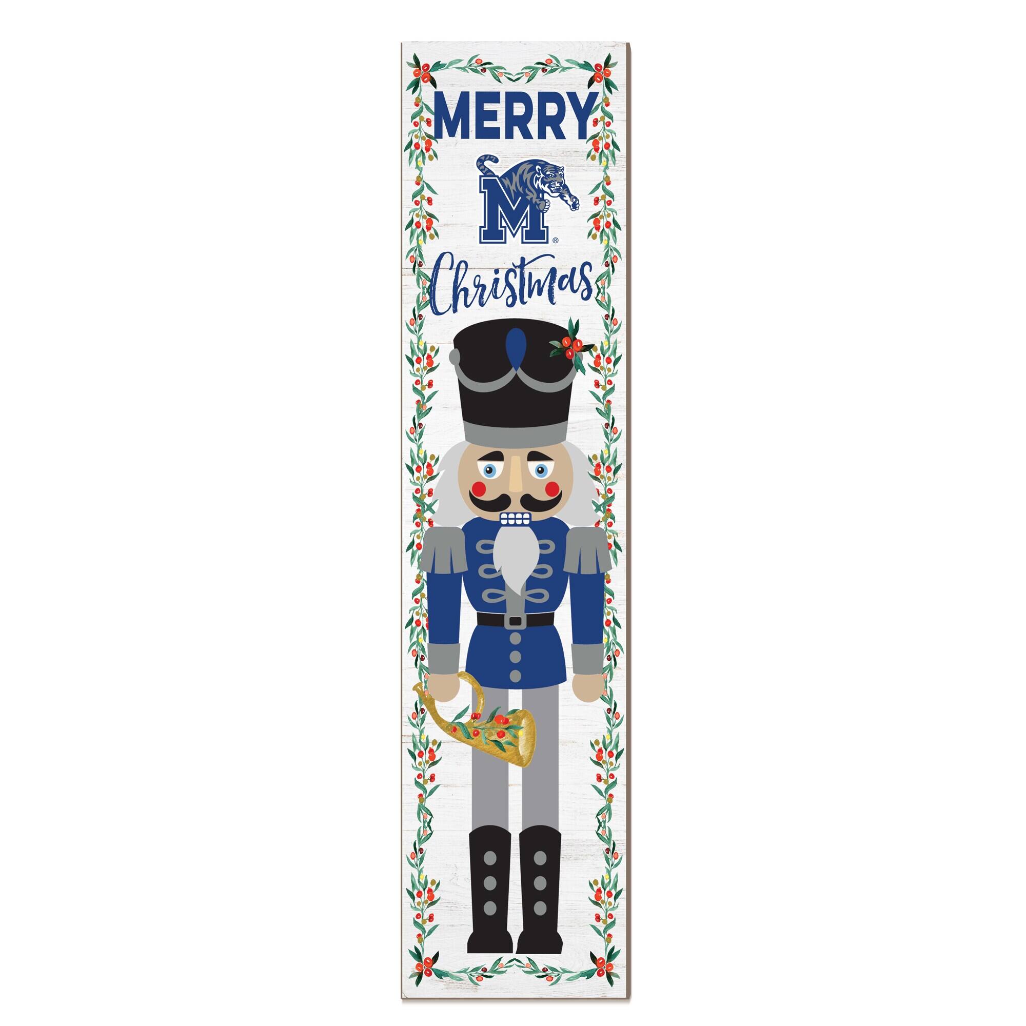 Jardine - Memphis Tigers 11" x 46" Nutcracker Holiday Leaner Sign - White
