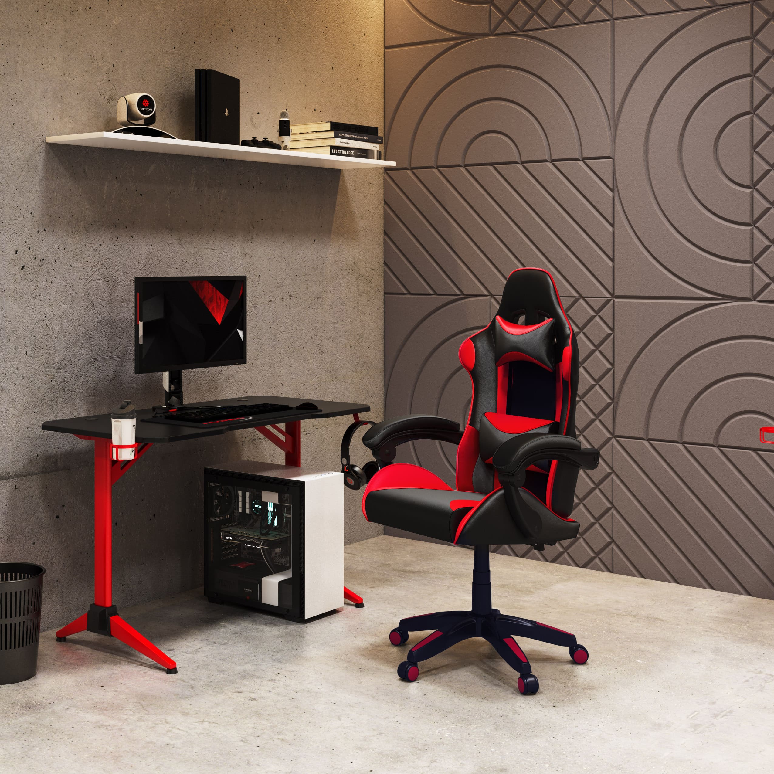 Alt View 15. CorLiving - Ravagers Gaming Chair - Black and Red.
