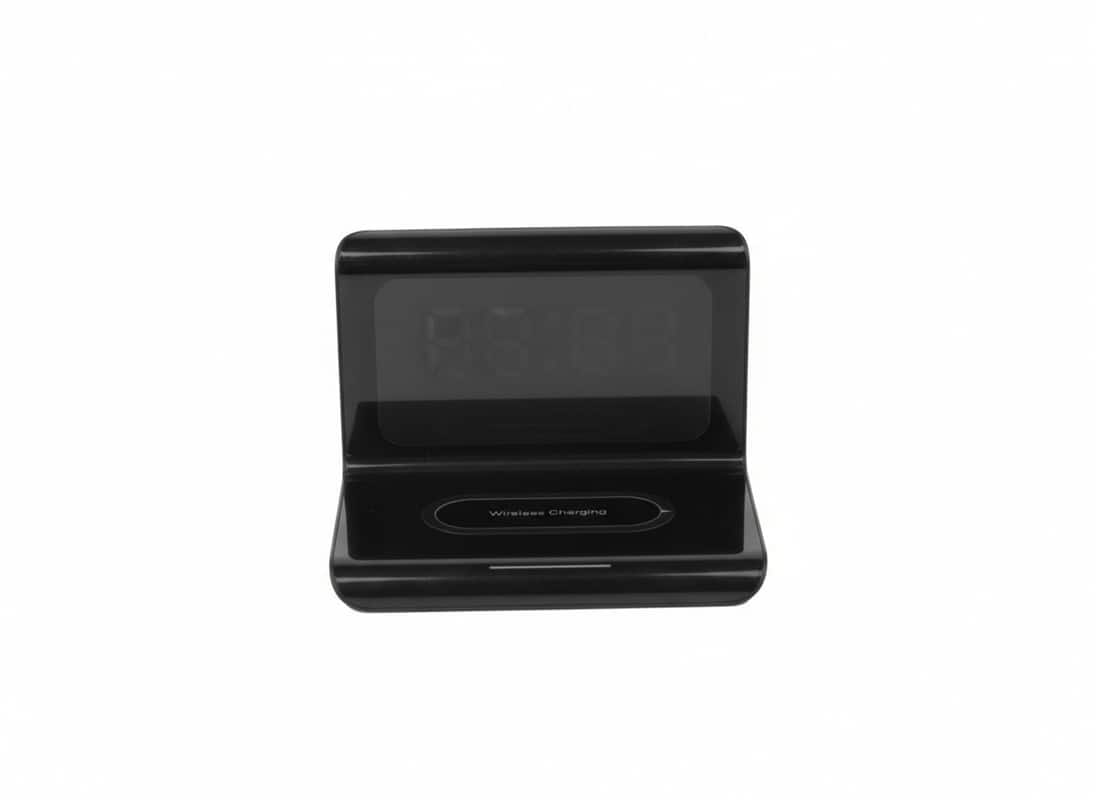 RISOKEYS - Multifunctional Clock Wireless Charger - 3-in-1 Desk Alarm Clock Wireless Charging Station, Integrated Clock - Black
